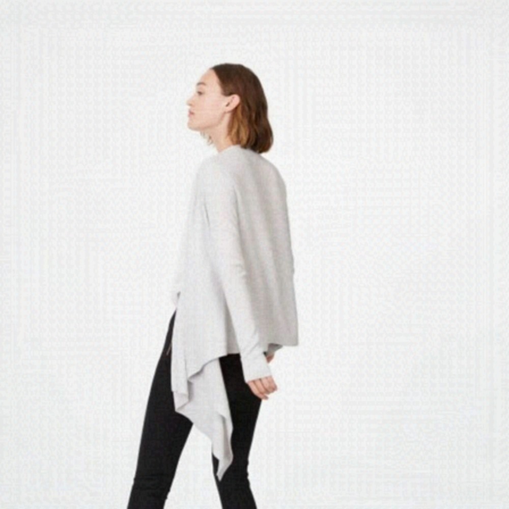 Club Monaco Gray Wool Alpaca Blend Draped‎ Waterfall Open Front Cardigan Size S